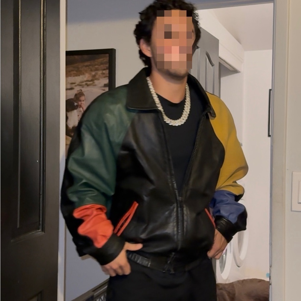 Vintage Oakland A’s Multi-Color Leather Jacket – Size Large – Slim Fit